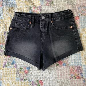black cuffed jean shorts